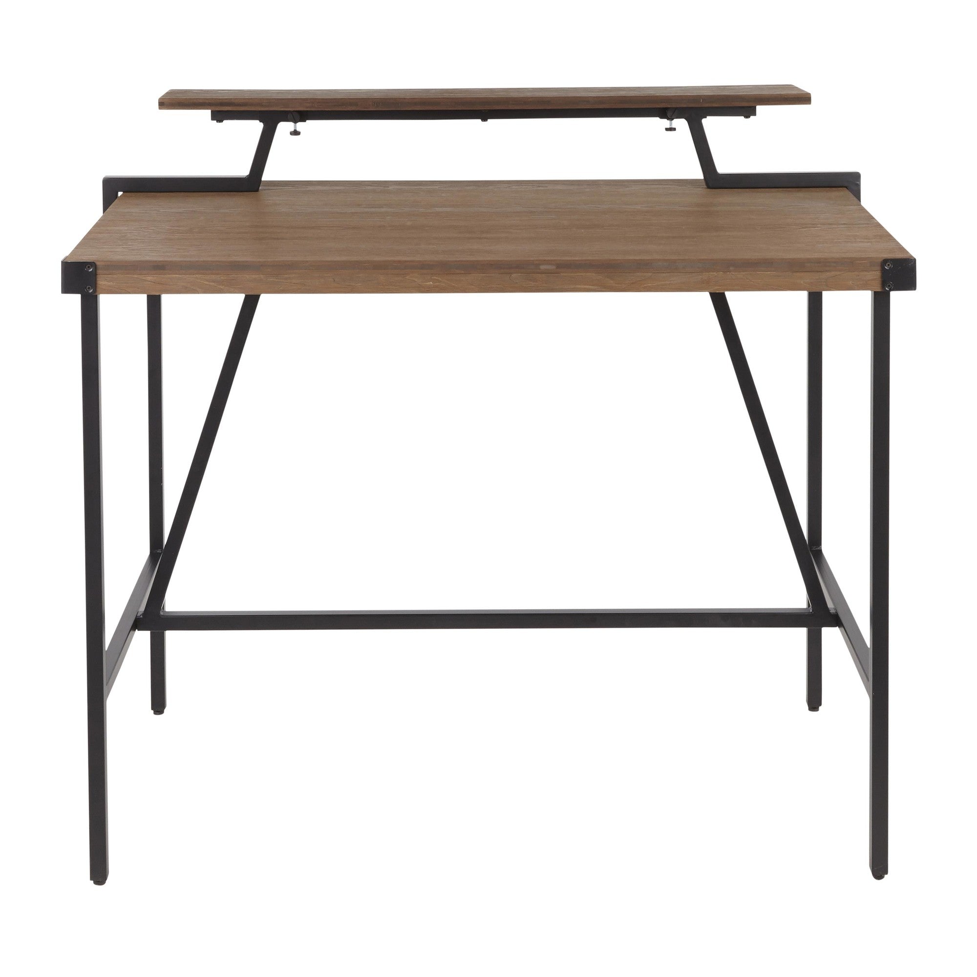 Gia Counter Table - Black Metal, Brown Bamboo
