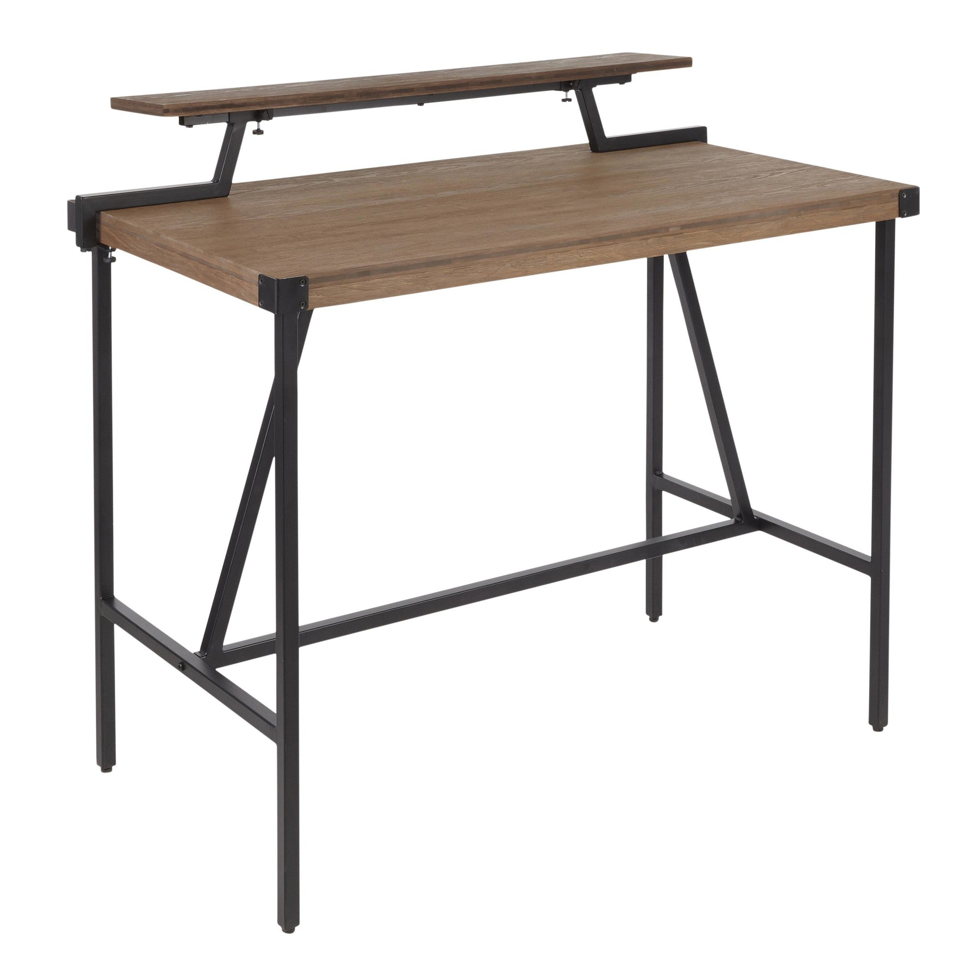Gia Counter Table - Black Metal, Brown Bamboo