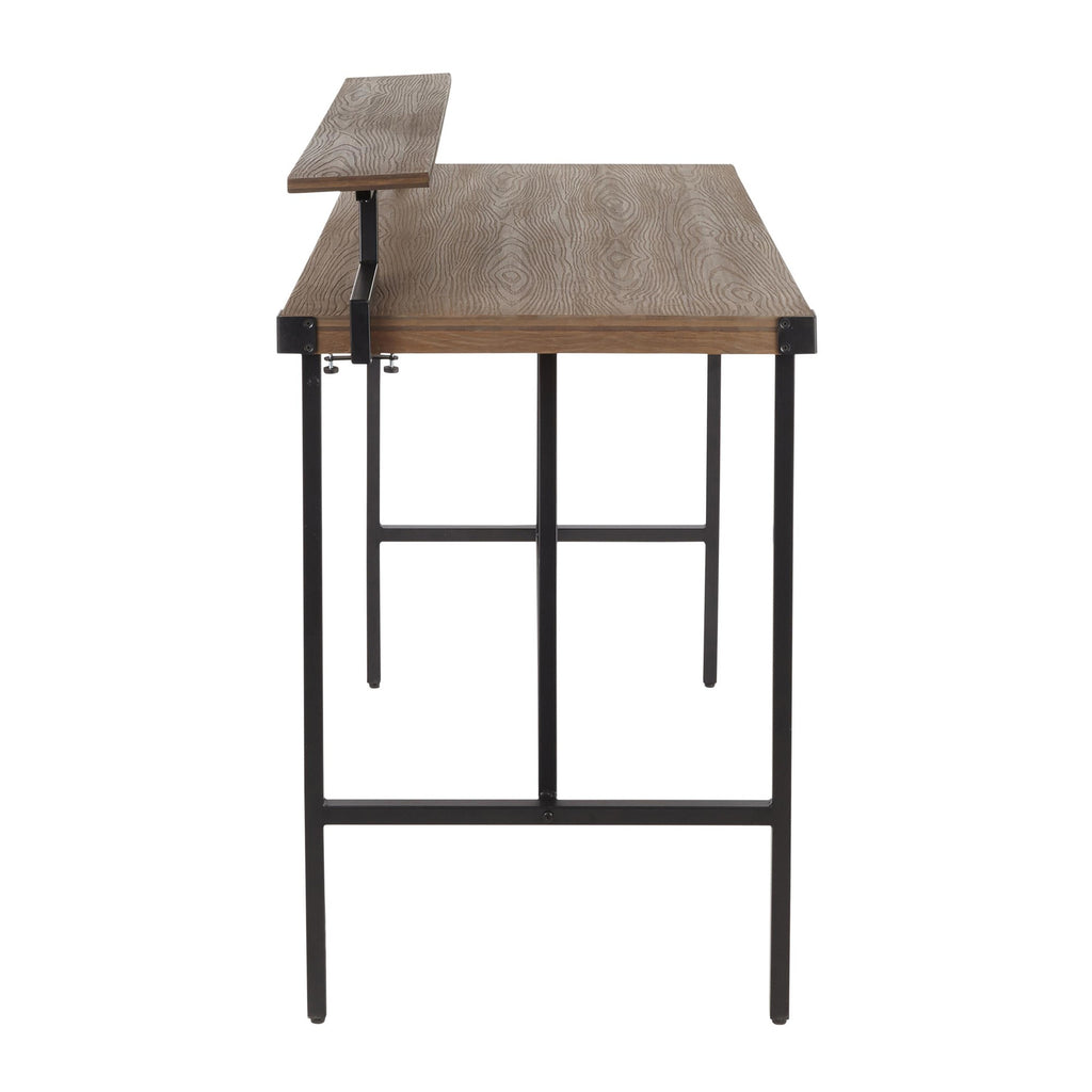 Gia Counter Table - Black Metal, Brown Bamboo