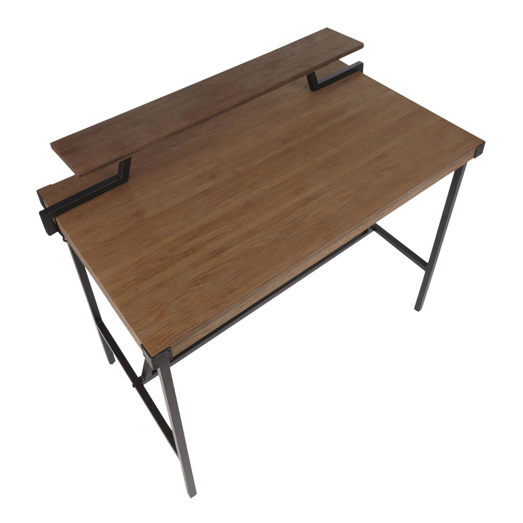 Gia Counter Table - Black Metal, Brown Bamboo