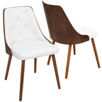 Gianna Chair - Walnut Wood , White PU
