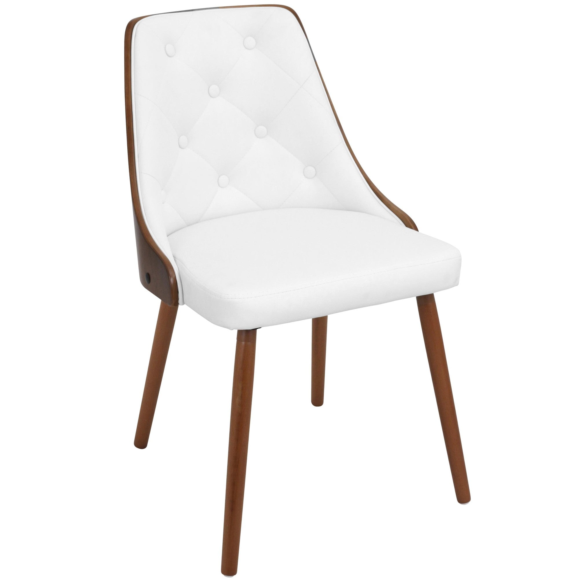 Gianna Chair - Walnut Wood , White PU