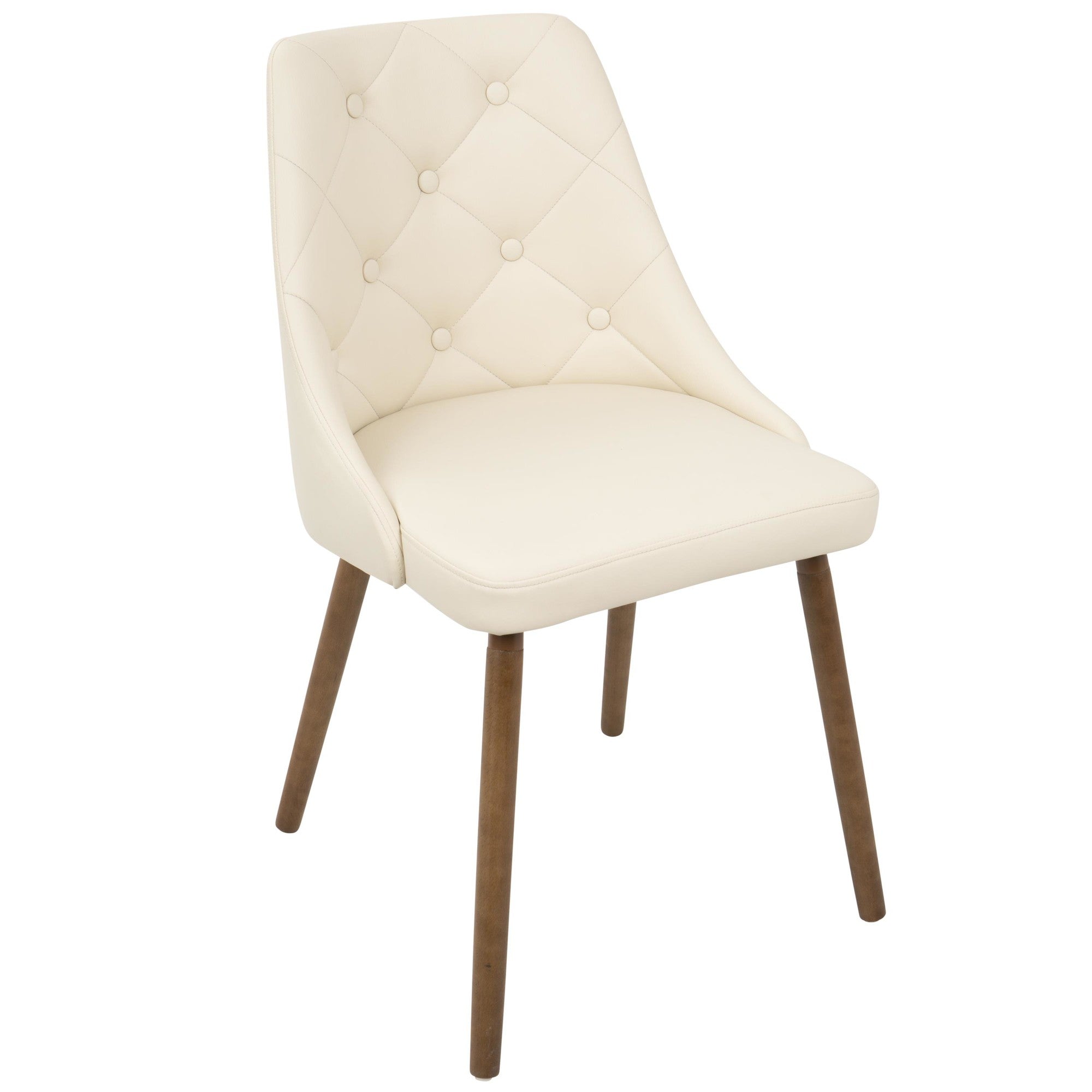 Giovanni Chair - Walnut Wood, Ivory Cream PU