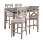 Harper Counter Set - Grey Wood, Espresso Wood, Grey Fabric