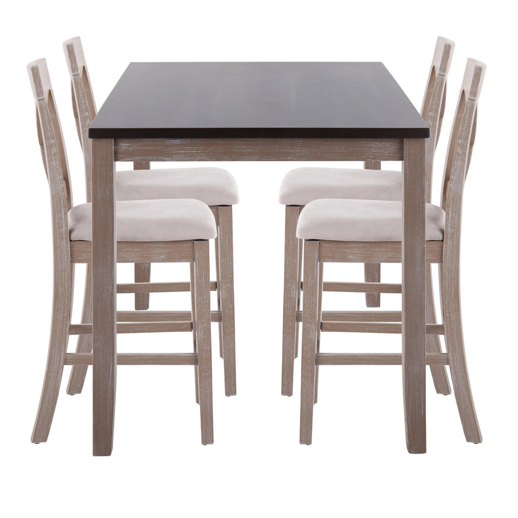 Harper Counter Set - Grey Wood, Espresso Wood, Grey Fabric