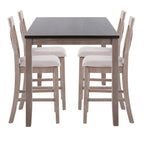 Harper Counter Set - Grey Wood, Espresso Wood, Grey Fabric