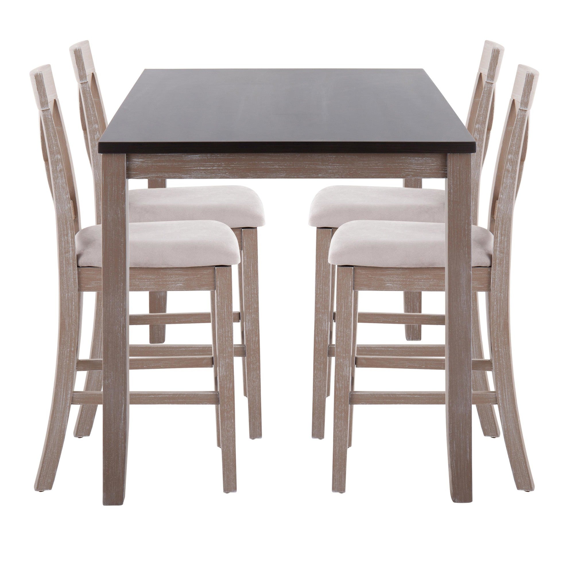 Harper Counter Set - Grey Wood, Espresso Wood, Grey Fabric