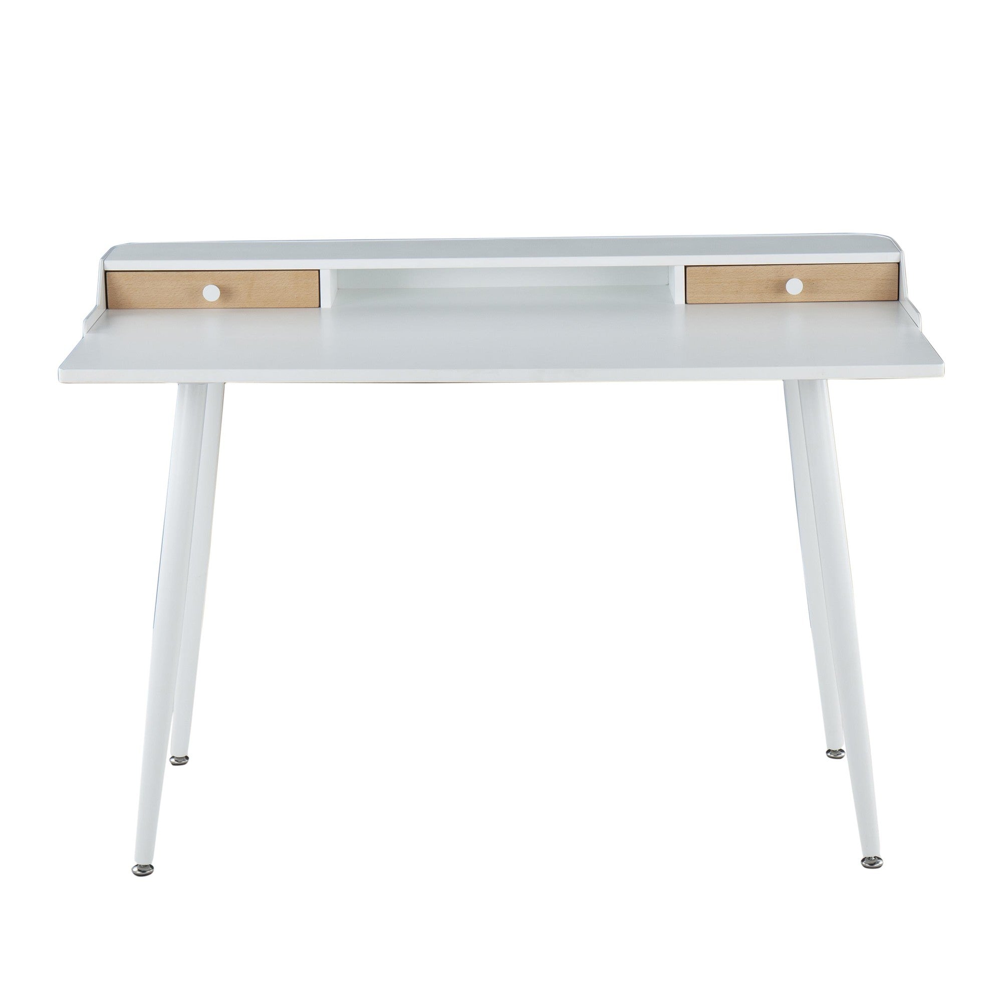 Harvey Desk - White Steel, White Wood, Natural Wood