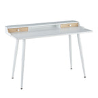 Harvey Desk - White Steel, White Wood, Natural Wood