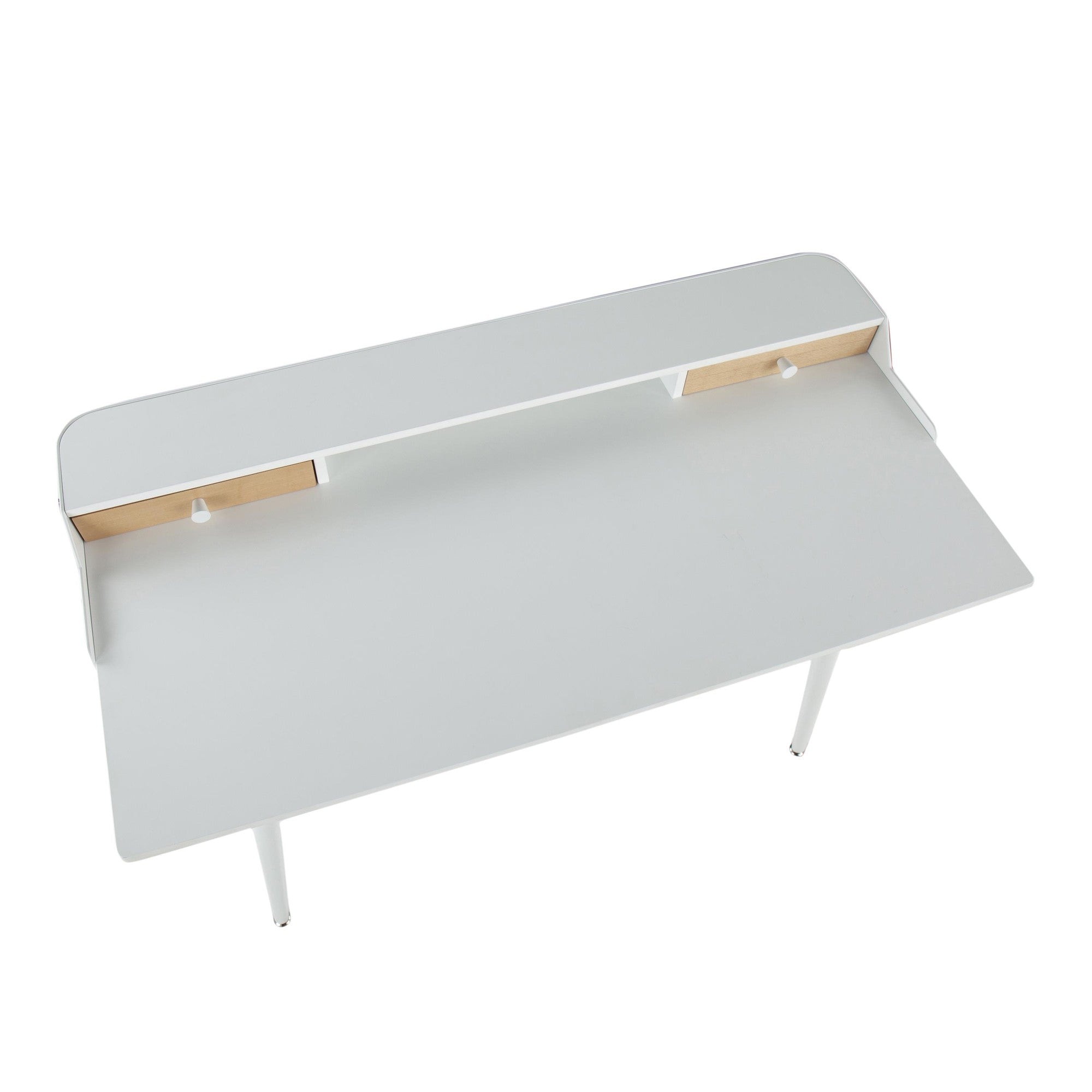 Harvey Desk - White Steel, White Wood, Natural Wood