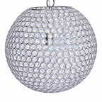 Crystal Globe 14.75" Metal Pendant Lamp - Chrome Metal, Clear Crystal