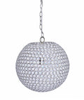 Crystal Globe 14.75" Metal Pendant Lamp - Chrome Metal, Clear Crystal