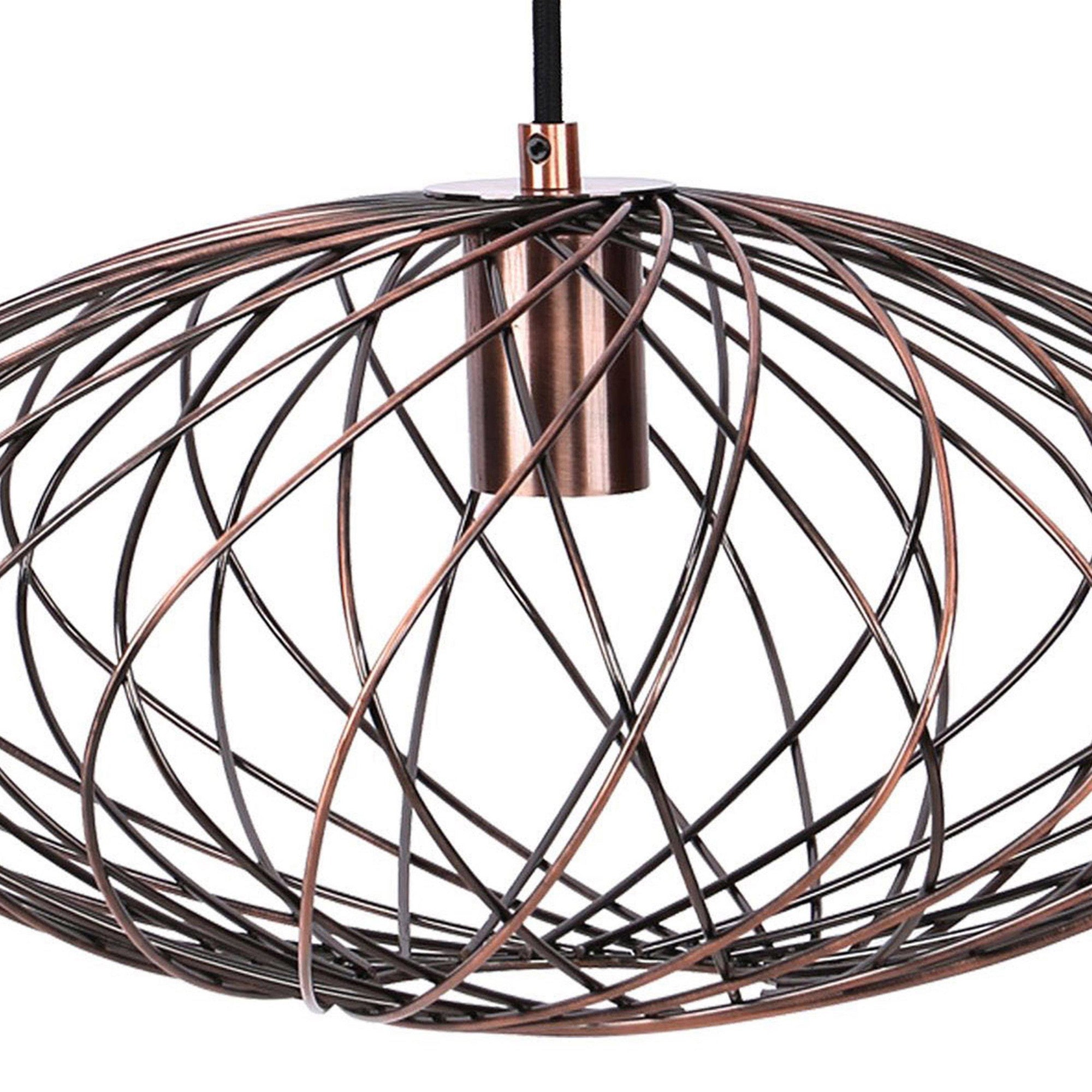 Linx Oval 7.5" Metal Pendant Lamp - Antique Copper Bronze
