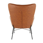 Izzy Lounge Chair + Ottoman Set - Black Metal, Camel PU