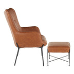 Izzy Lounge Chair + Ottoman Set - Black Metal, Camel PU