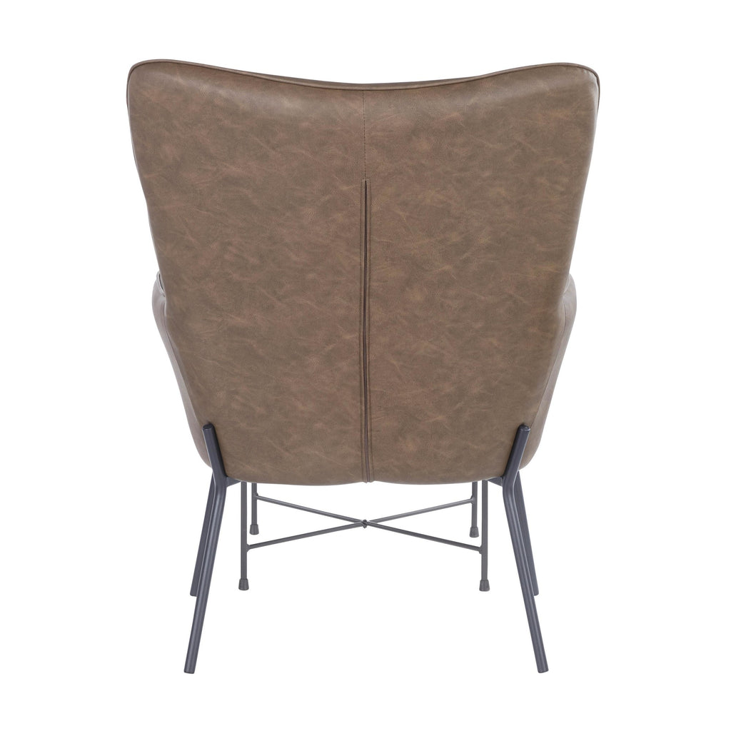Izzy Lounge Chair + Ottoman Set - Black Metal, Espresso PU