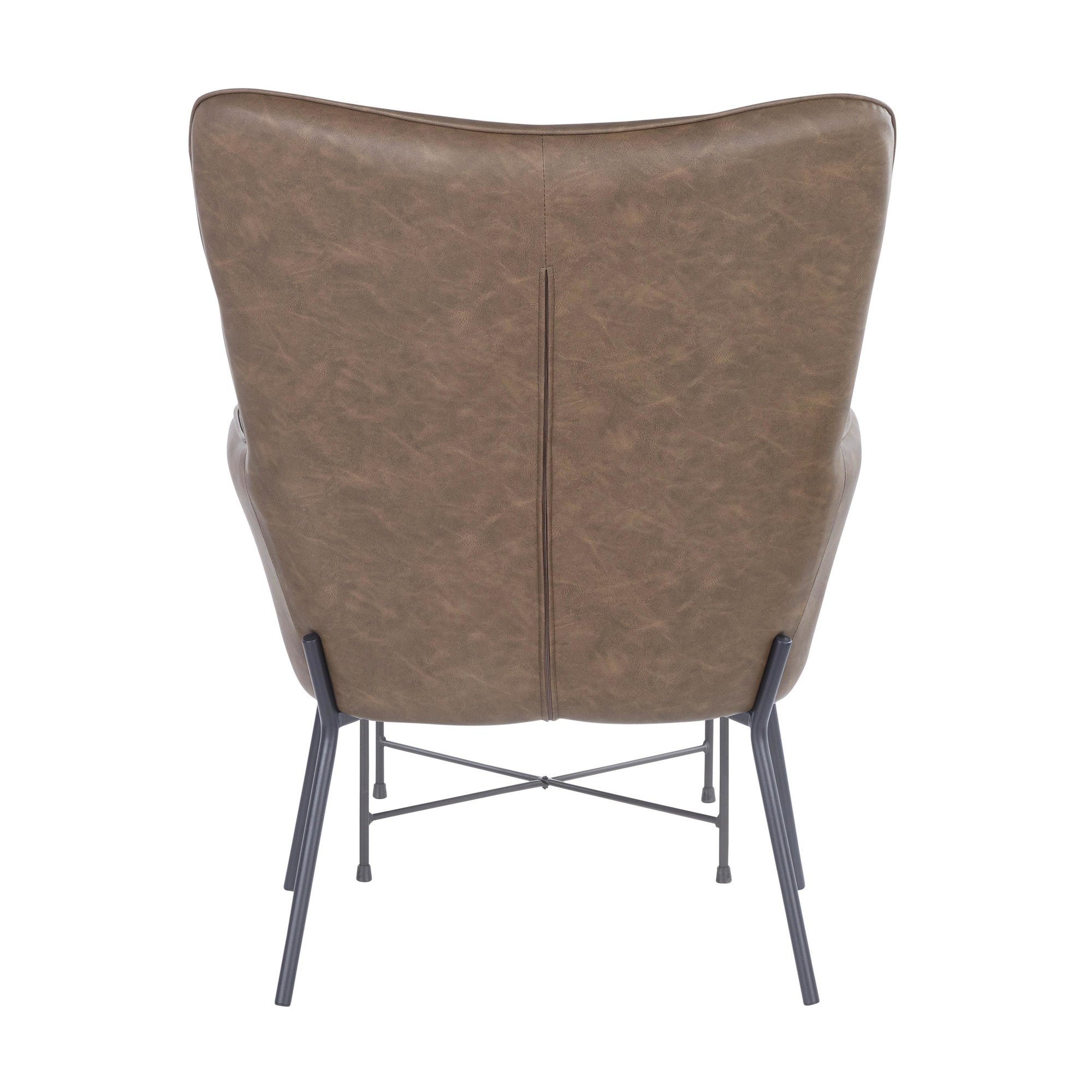 Izzy Lounge Chair + Ottoman Set - Black Metal, Espresso PU