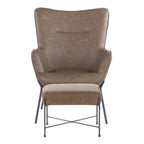 Izzy Lounge Chair + Ottoman Set - Black Metal, Espresso PU