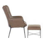 Izzy Lounge Chair + Ottoman Set - Black Metal, Espresso PU