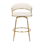 Jie 26" Fixed-Height Counter Stool - Set of 2 - Gold Metal, Cream Velvet