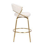Jie 26" Fixed-Height Counter Stool - Set of 2 - Gold Metal, Cream Velvet