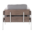 Kari Accent Chair - White Metal, Grey Wood, Light Grey Fabric
