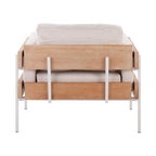 Kari Accent Chair - White Metal, Natural Wood, Cream Fabric