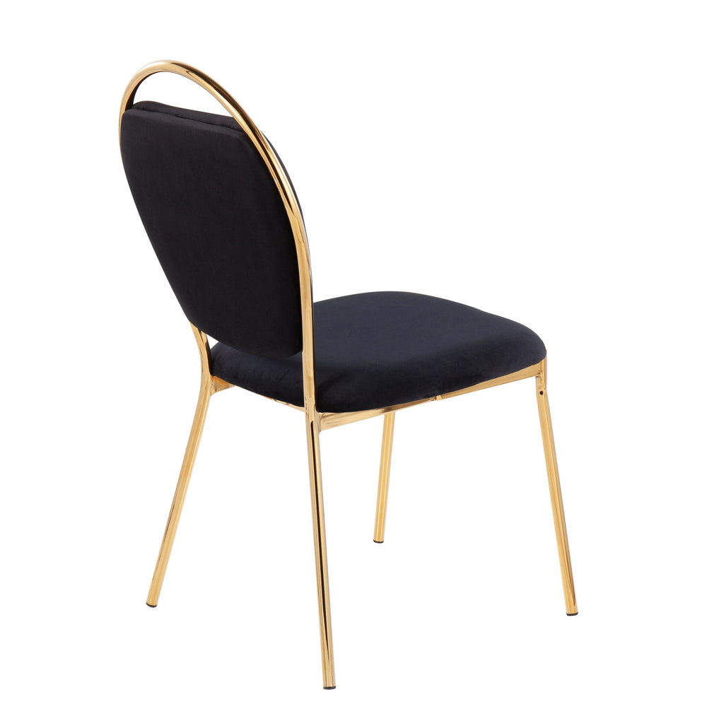 Keyhole Dining Chair - Set of 2 - Gold Metal, Black Velvet