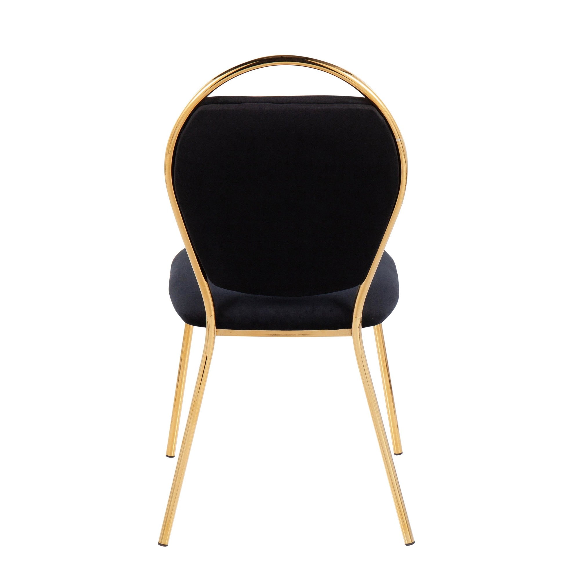 Keyhole Dining Chair - Set of 2 - Gold Metal, Black Velvet