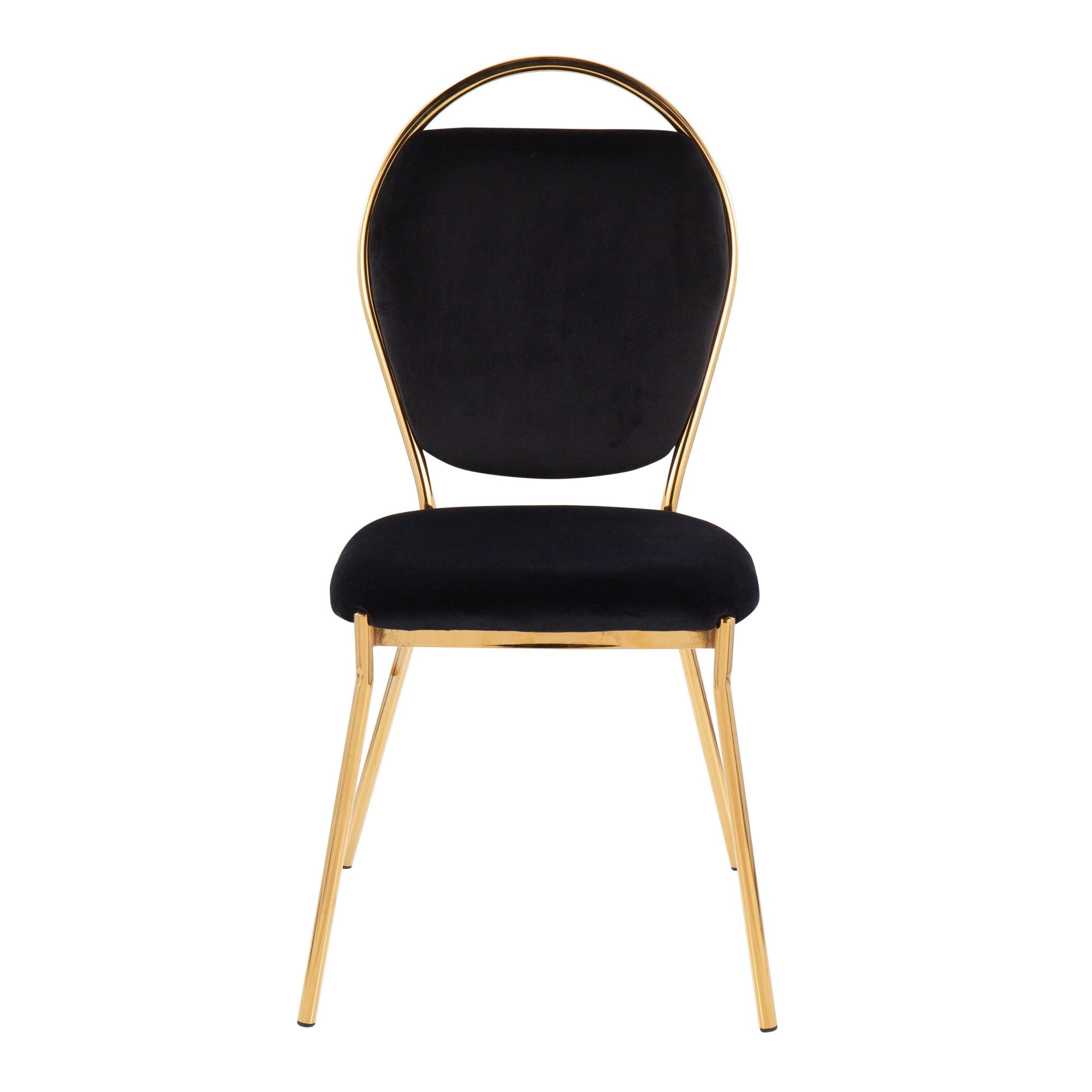 Keyhole Dining Chair - Set of 2 - Gold Metal, Black Velvet