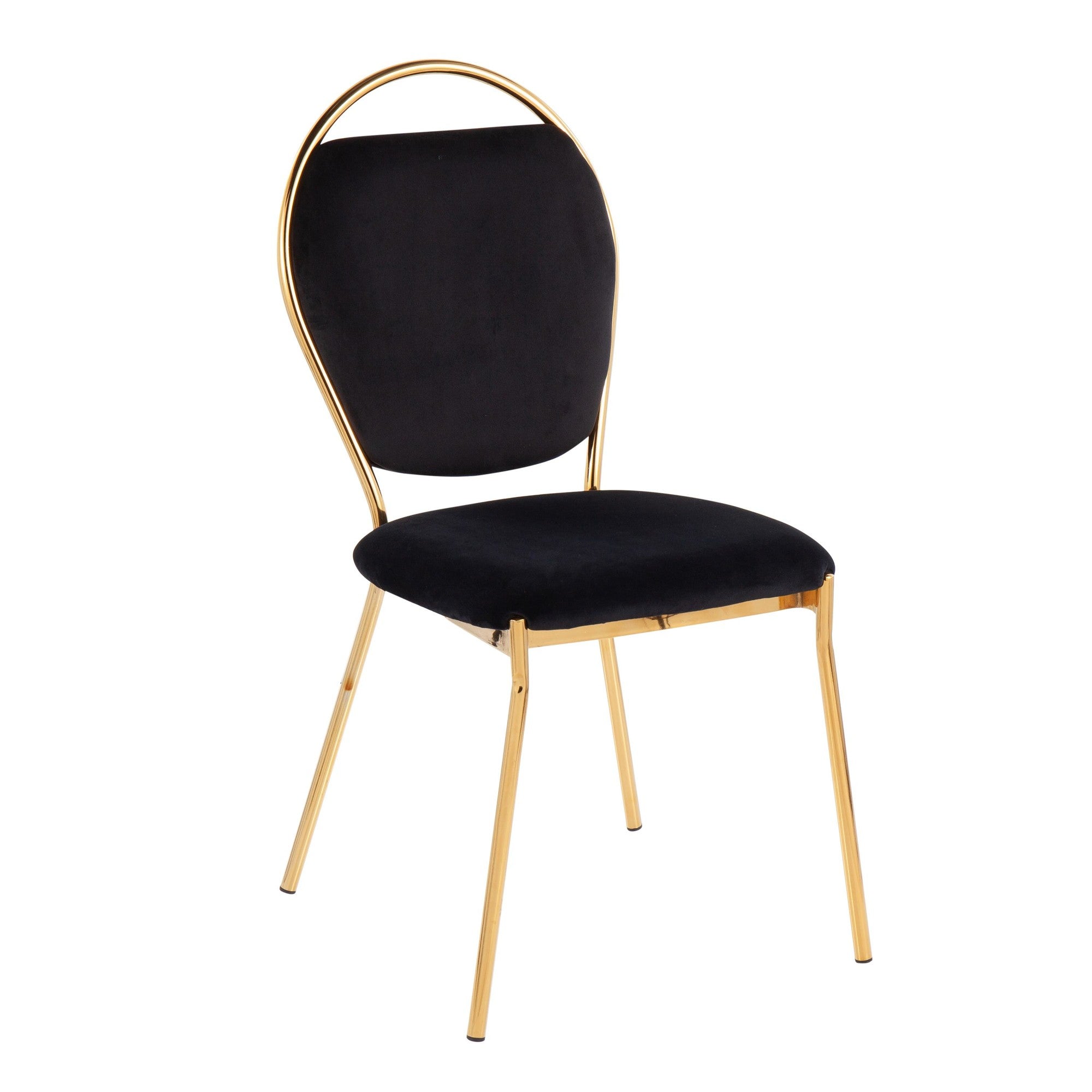 Keyhole Dining Chair - Set of 2 - Gold Metal, Black Velvet