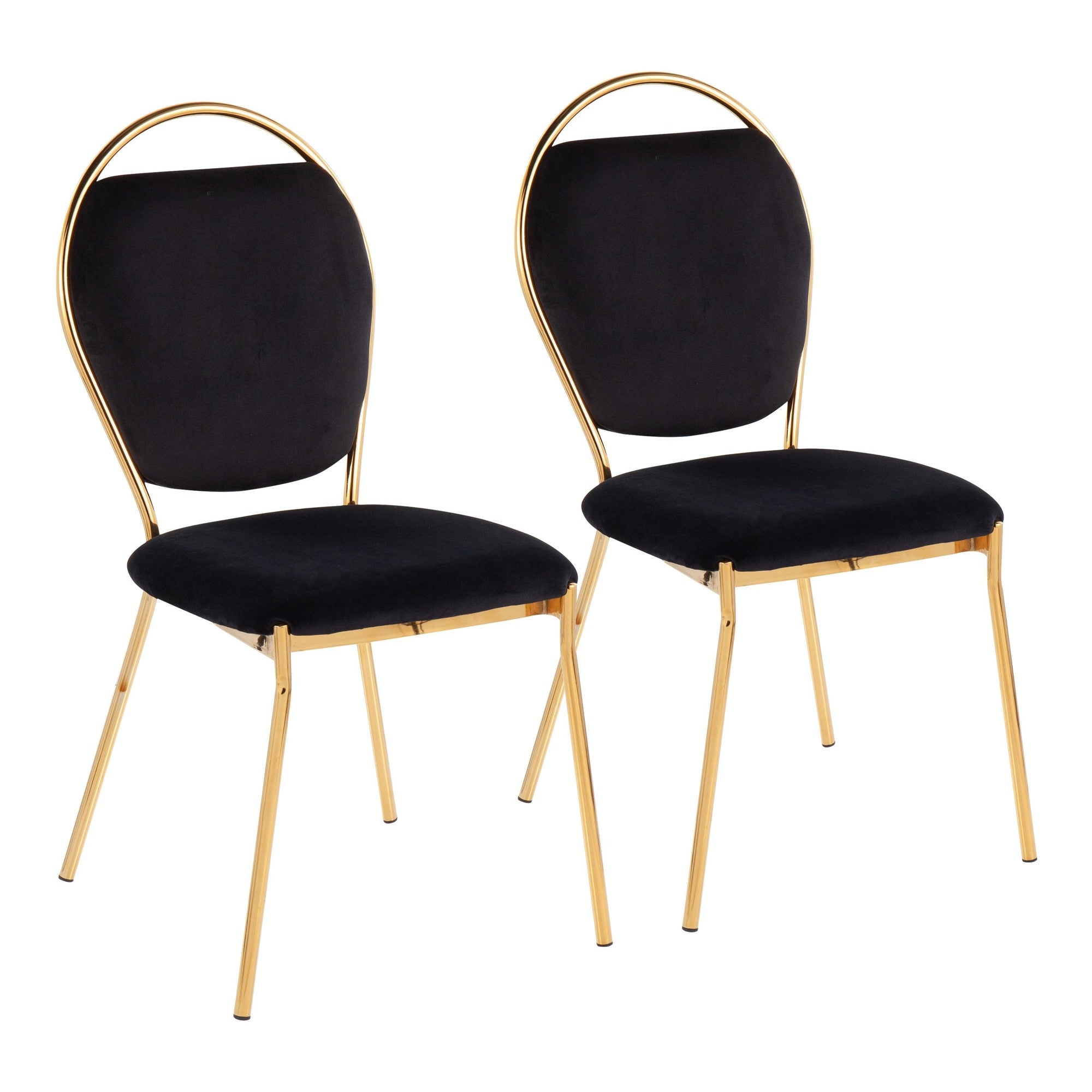 Keyhole Dining Chair - Set of 2 - Gold Metal, Black Velvet