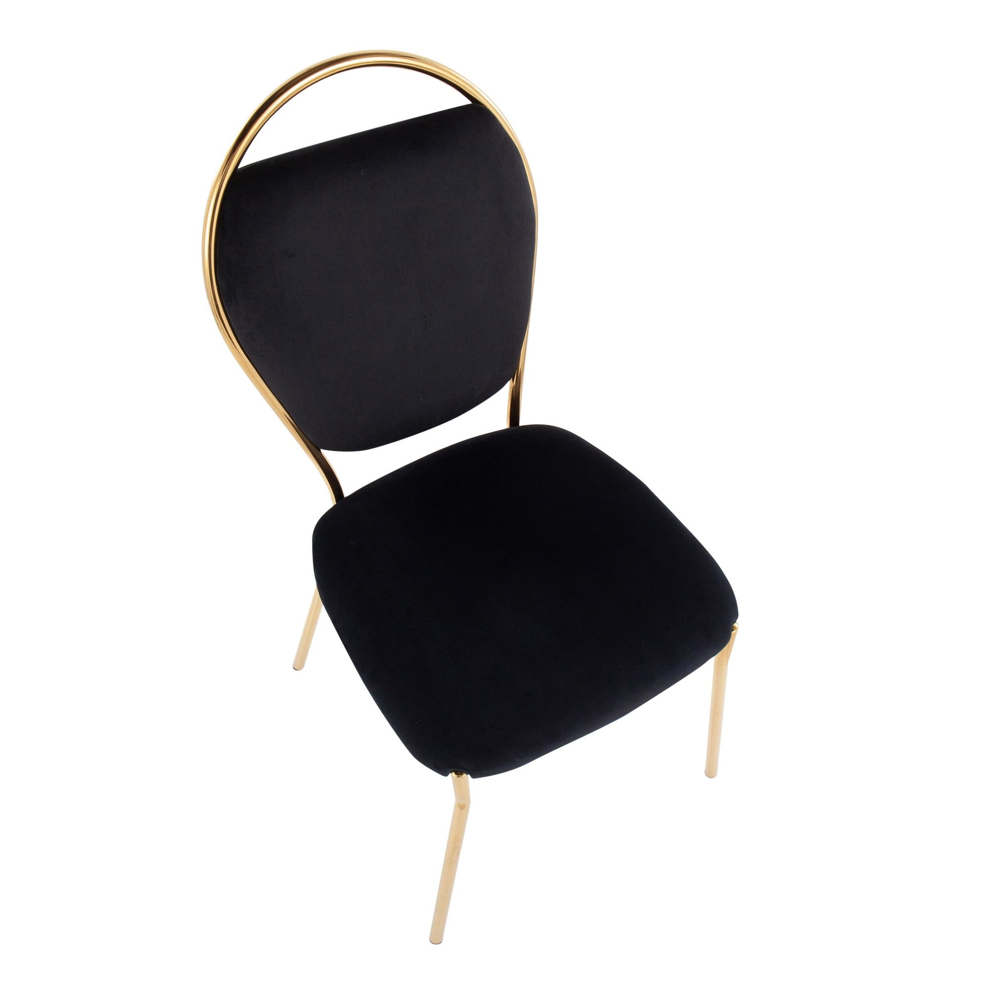 Keyhole Dining Chair - Set of 2 - Gold Metal, Black Velvet