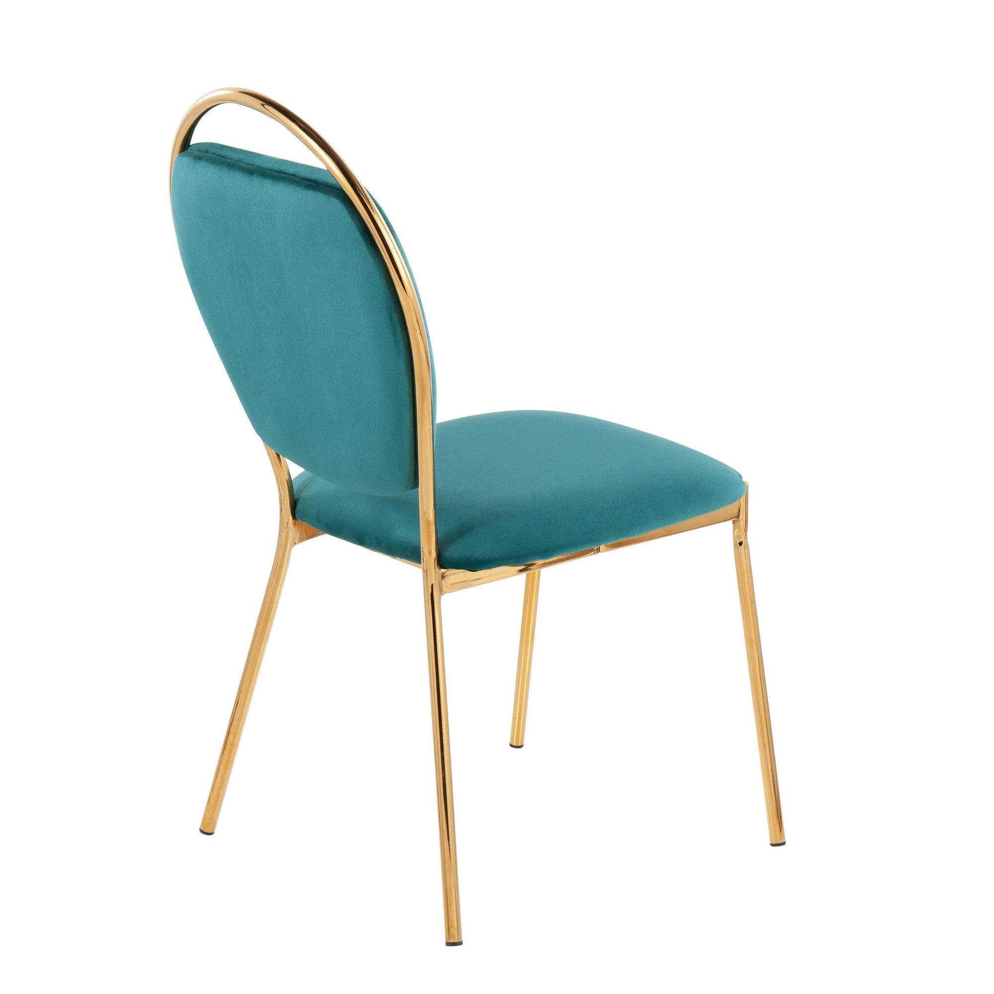 Keyhole Dining Chair - Set of 2 - Gold Metal, Green Velvet