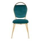 Keyhole Dining Chair - Set of 2 - Gold Metal, Green Velvet