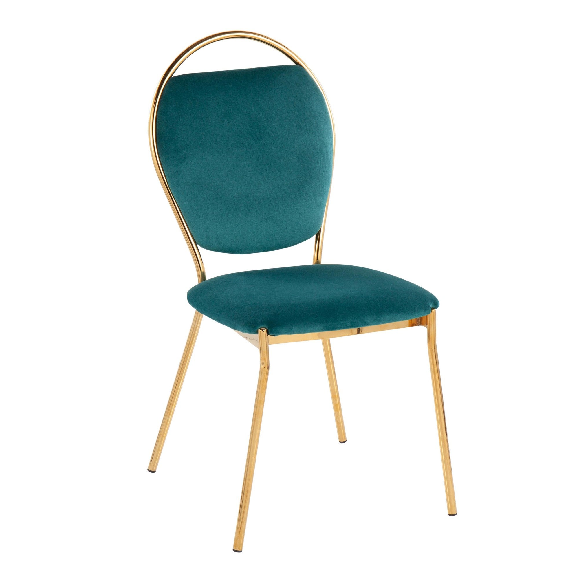 Keyhole Dining Chair - Set of 2 - Gold Metal, Green Velvet