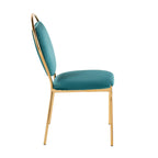 Keyhole Dining Chair - Set of 2 - Gold Metal, Green Velvet