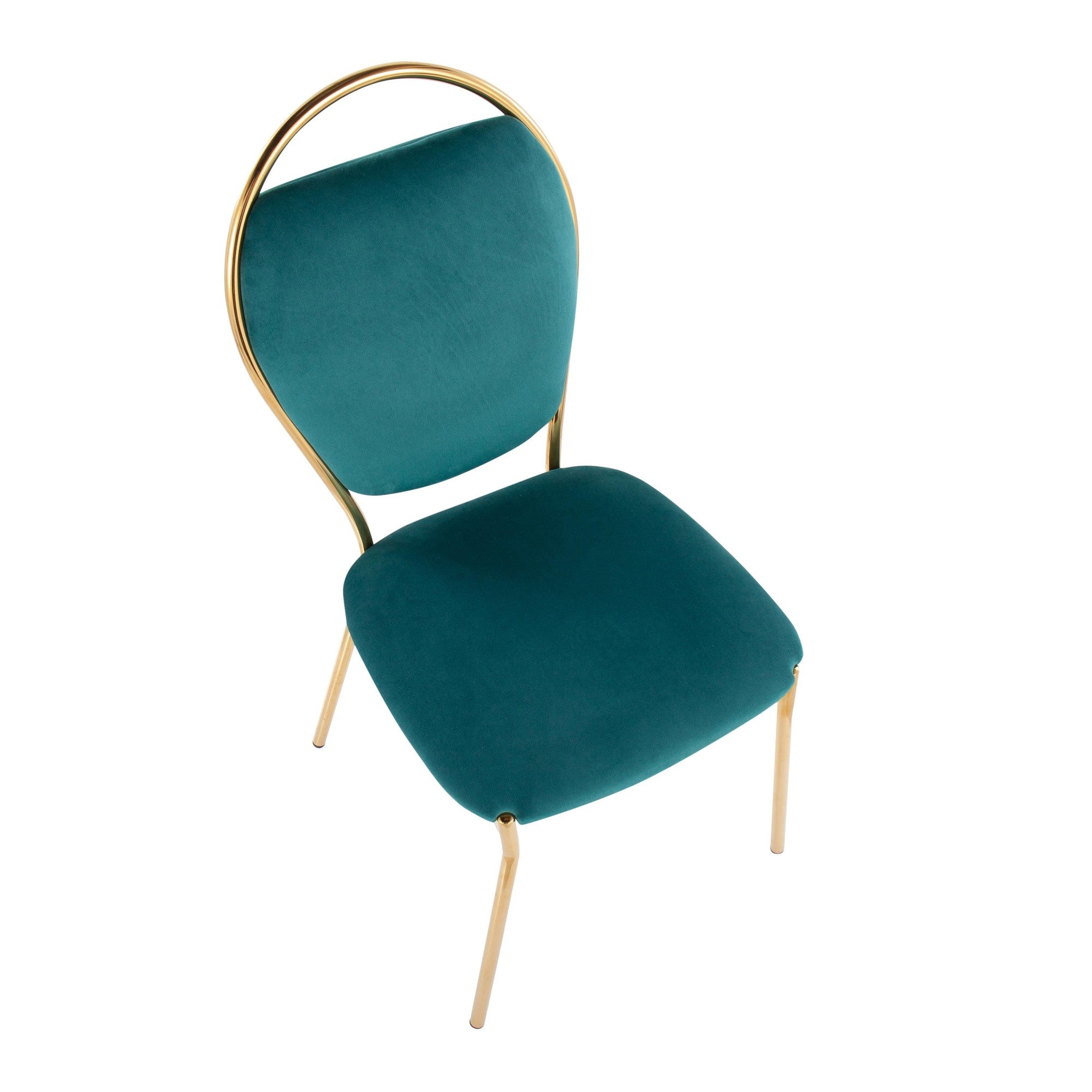 Keyhole Dining Chair - Set of 2 - Gold Metal, Green Velvet