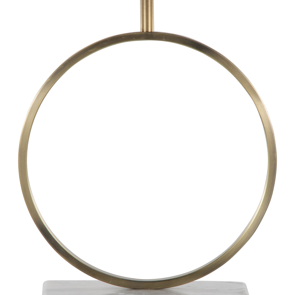 Moon Table Lamp - White Marble, Gold Metal, White Linen