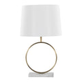 Moon Table Lamp - White Marble, Gold Metal, White Linen