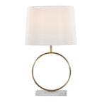 Moon Table Lamp - White Marble, Gold Metal, White Linen