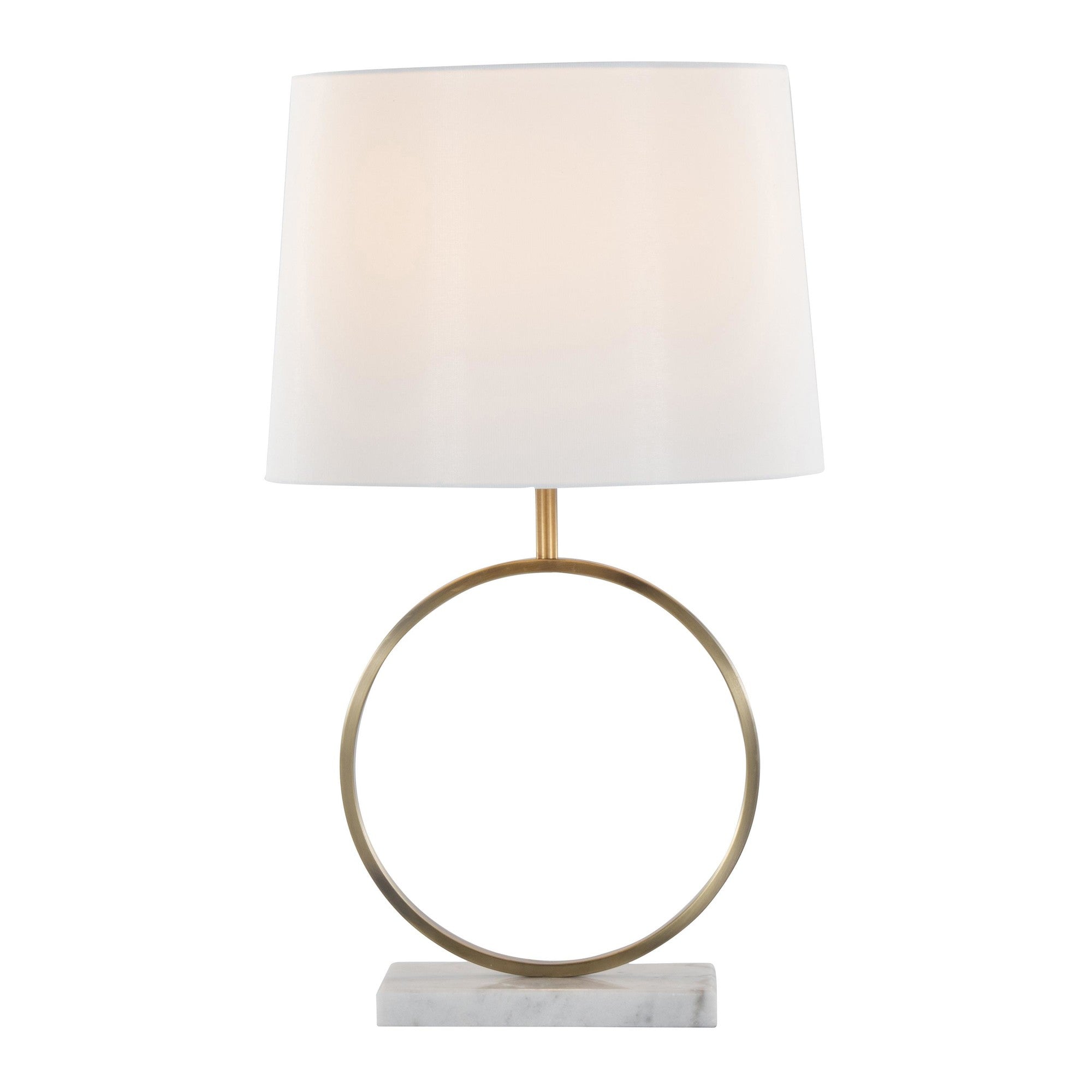 Moon Table Lamp - White Marble, Gold Metal, White Linen