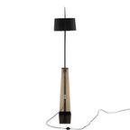 Robyn Floor Lamp - Natural Wood, Black Metal, Black Linen