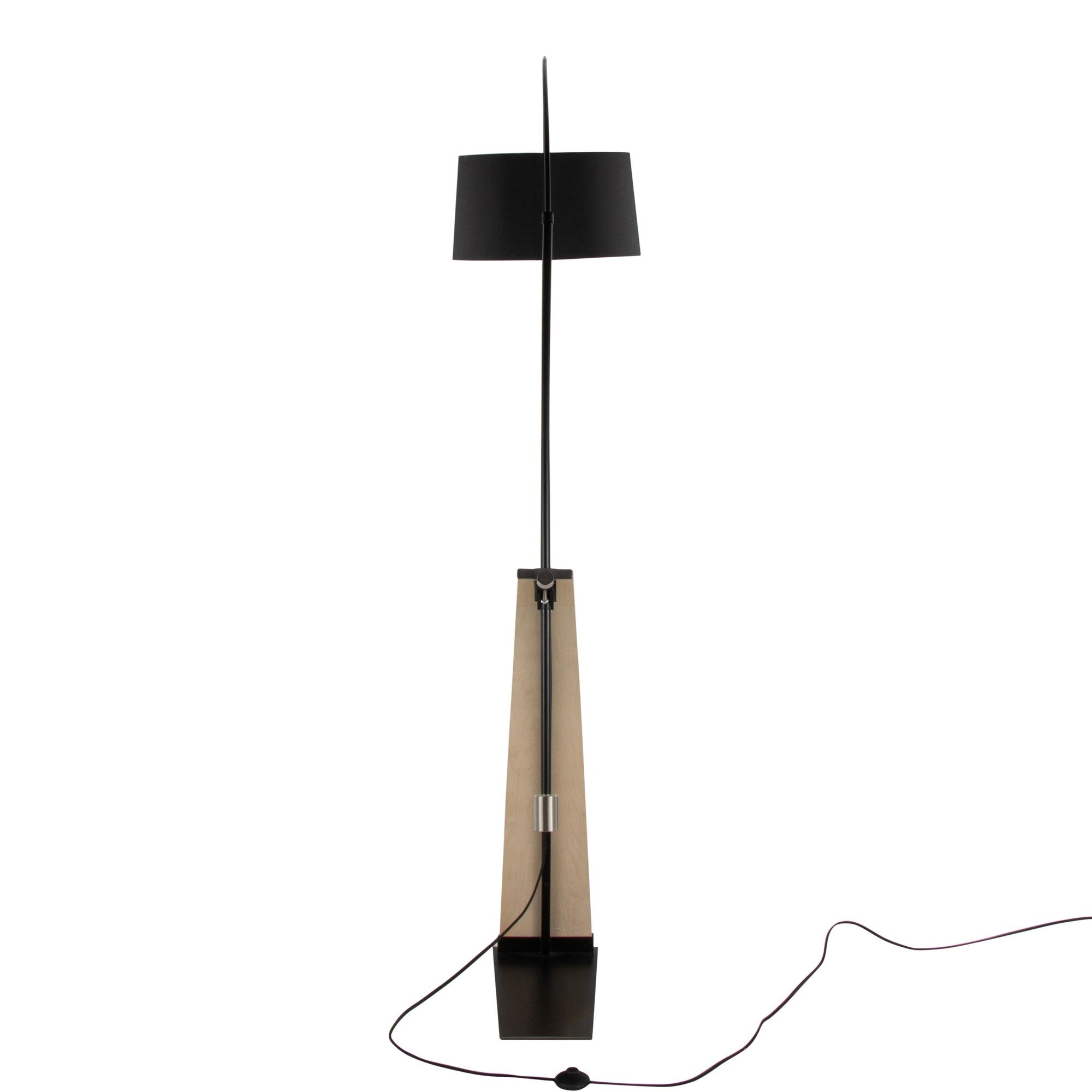 Robyn Floor Lamp - Natural Wood, Black Metal, Black Linen