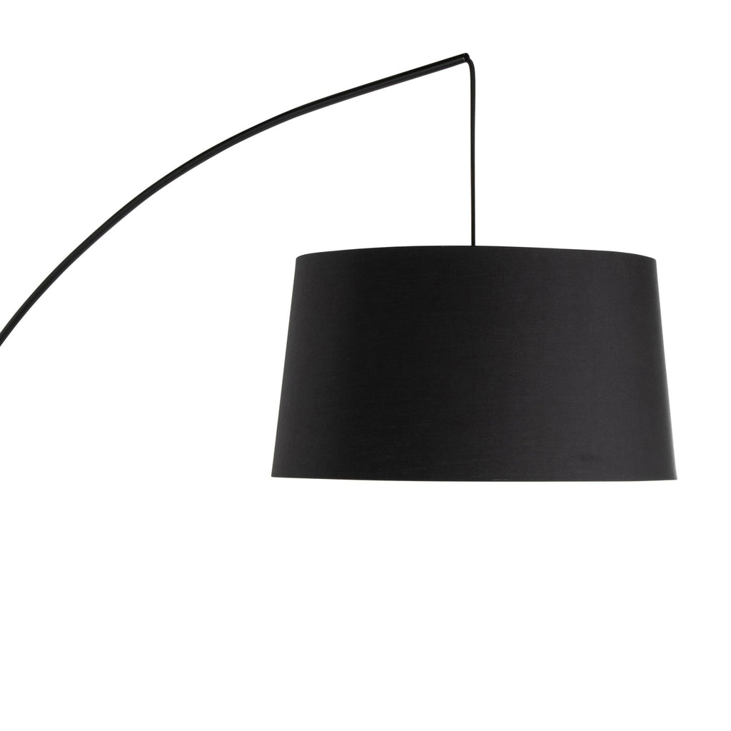 Robyn Floor Lamp - Natural Wood, Black Metal, Black Linen