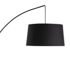 Robyn Floor Lamp - Natural Wood, Black Metal, Black Linen