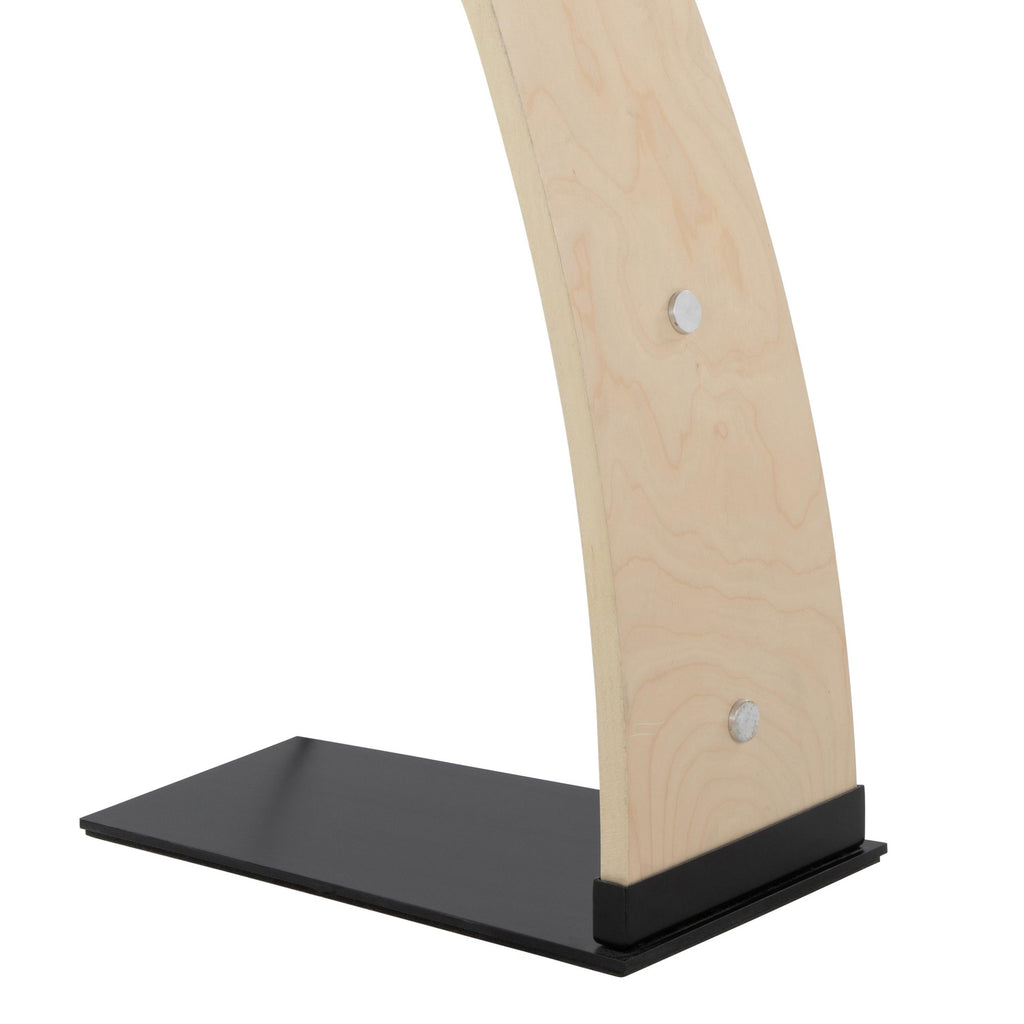 Robyn Floor Lamp - Natural Wood, Black Metal, Black Linen
