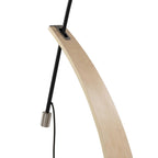 Robyn Floor Lamp - Natural Wood, Black Metal, Black Linen