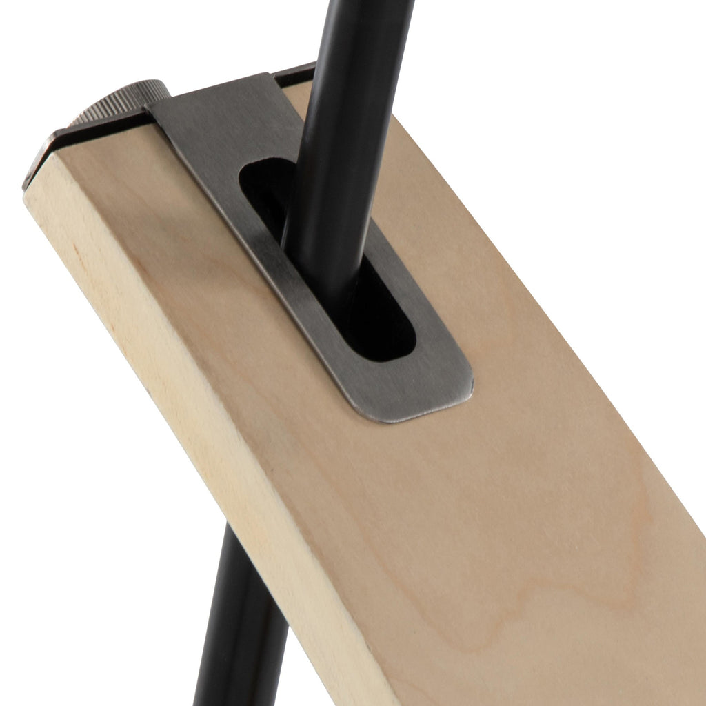 Robyn Floor Lamp - Natural Wood, Black Metal, Black Linen