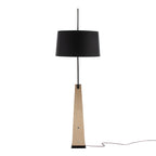 Robyn Floor Lamp - Natural Wood, Black Metal, Black Linen